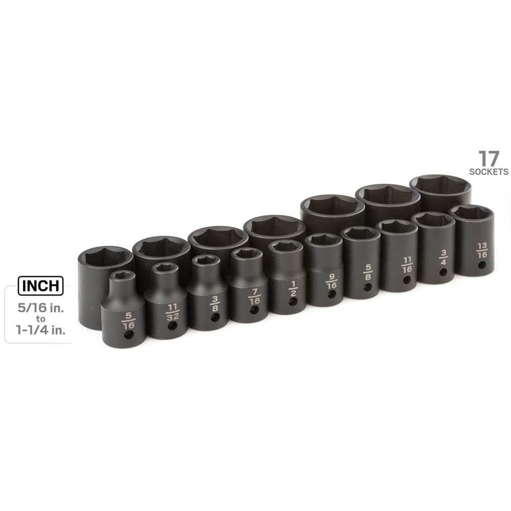Tekton 17 Piece 1/2" Drive 6 Point Impact Socket Set 5/16" to 1-1/4" SID92301