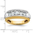 thumbnail image 3 of 14K Two-Tone Ibgoodman Men's Polished And Grooved 5-Stone 1 Carat Aa Quality Diamond Ringsize 10 (Width 10.3) - Jbsp, 3 of 5
