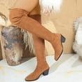 thumbnail image 2 of Hinvhai Thigh High Block Heel Boot Women Pointed Toe Stretch Over the Knee Boots A-Coffee 6.5(38), 2 of 9