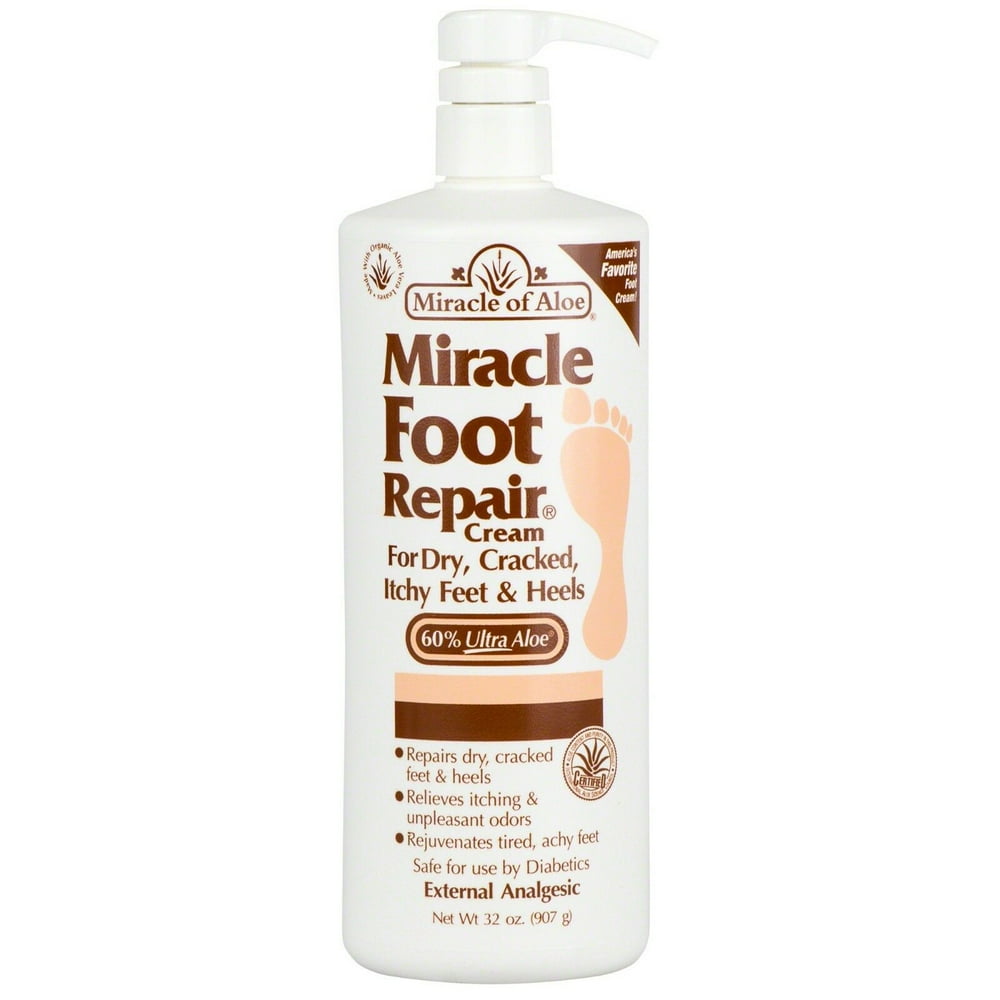 Miracle Foot Repair Cream 32 ounce bottle with pump with 60 UltraAloe