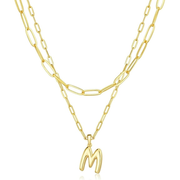 Gold Women Heart Women Jewelry 14K Gold Jewelry Necklace Pro suitable for Layered Bubble Letter Initial Necklaces for Trendy Expertly Plated Chain Chunky Name Necklace Stack Charm A-Z[f372]