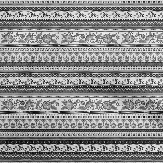 oneOone Polyester Spandex Gray Fabric Asian Floral With Geometric Sewing Craft Projects Fabric Prints By Yard 56 Inch Wide