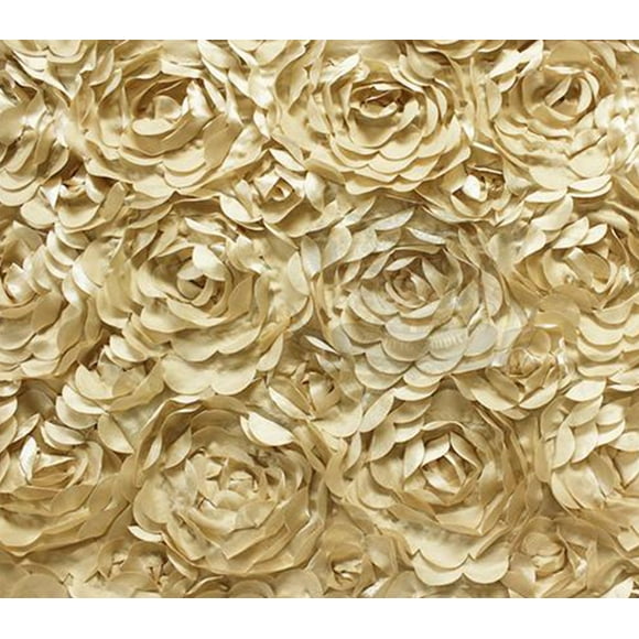 Satin Bridal Petal Rosette Floral Fabric 52" Wide Sold by The Yard (Champagne)