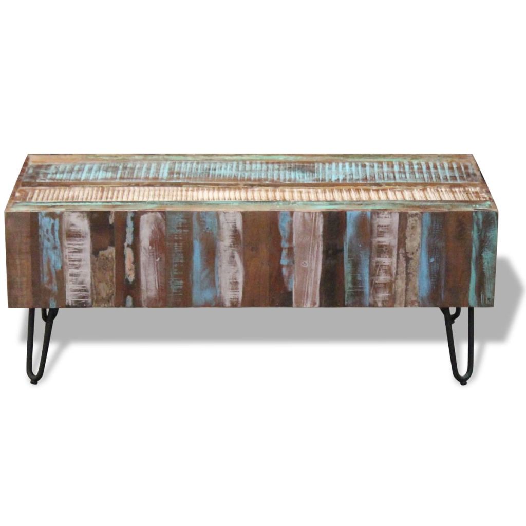 Kepooman Modern Rectangle Solid Reclaimed Wood Side End Accent Table for Bedroom Living Room, 39.4" x 19.7" x 15", Multi-color Kepooman Modern Rectangle Solid Reclaimed Wood Side End Accent Table for Bedroom Living Room, 39.4" x 19.7" x 15", Multi-color