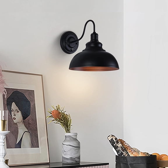 Black Wall Sconces with Dimmer ON/Off Switch, Dimmable Wall Mount Light Fixture Industrial Farmhouse Lighting for Kitchen Living Room