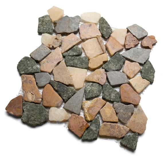 CNK Tile Tan Mosaic Pebble Tile - 12" x 12" Stone for Backsplash, Shower Floors, Patios, Garden, Balcony, Deck