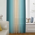 thumbnail image 6 of Turquoise Ombre Sheer Curtains 108 Inches Extra Long, Modern Yellow Gradient Farmhouse Art Light Filering Curtains, Privacy Drapes Simi Floor to Veiling Curtain for Living Room Window Treatment, 6 of 9