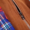 thumbnail image 5 of IYTR Mens Hooded Fake Two-piece Jacket Long Sleeve Jacket Loose Hooded Fake Two-piece Jacket with Pocket Zipper Hooded Neck Plaid Blue M, 5 of 5