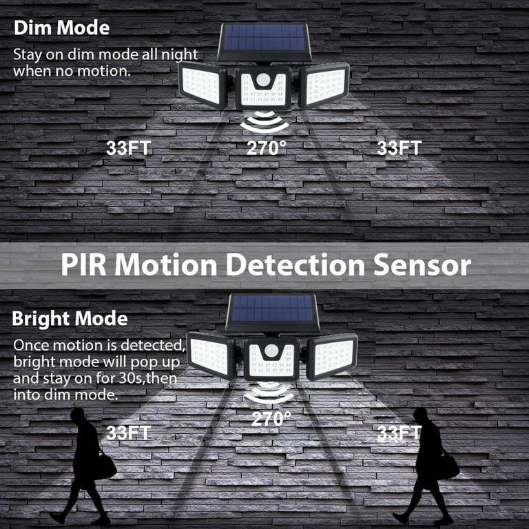 3 Pack,2000 Lumen Security Lights,39ft/12 meters Sensor Range 270 Degree PIR Motion Sensor Solar Lights with 3 Adjustable Panels,Waterproof,Solar-Powered,Outdoor Light for Wall,Door,Garden,Patio,Flood 3 Pack,2000 Lumen Security Lights,39ft/12 meters Sensor Range 270 Degree PIR Motion Sensor Solar Lights with 3 Adjustable Panels,Waterproof,Solar-Powered,Outdoor Light for Wall,Door,Garden,Patio,Flood
