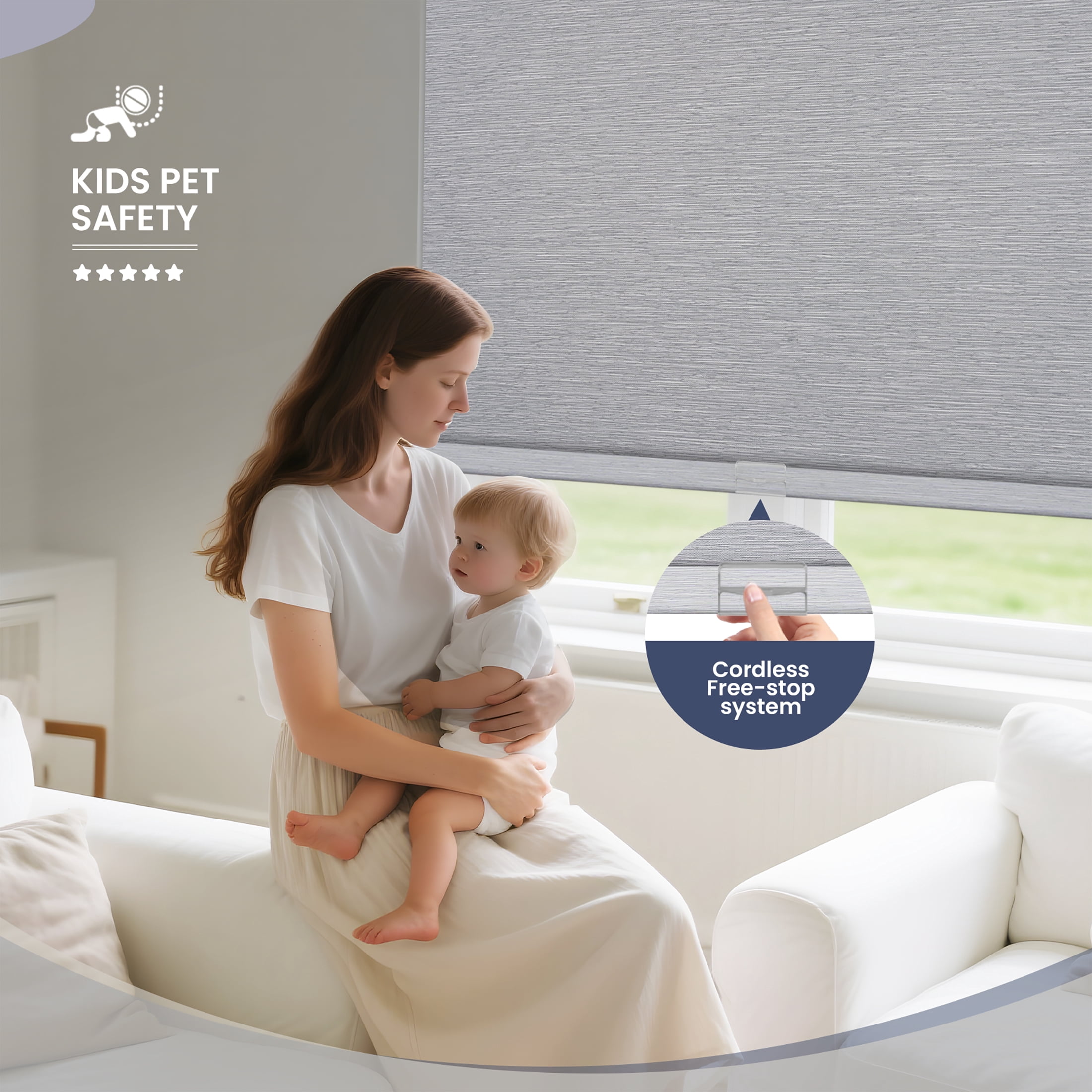 Blackout Roller Shades for Windows,Cordless,Roller Blinds for Windows,Thermal Insulated Fabric Window Blinds for Home,Office,Bedroom,Door, Grey, 25"W x 72"H