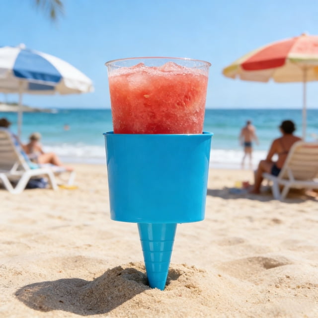 Portavasos de playa | Soporte para bebidas con estaca de arena para uso exterior | Soporte portátil para bebidas para acampar, picnics y piscinas