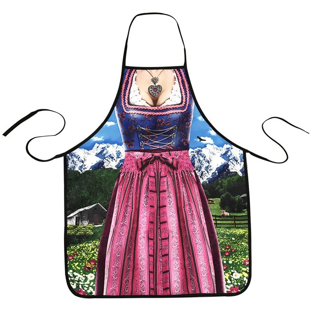 MOMOONNON Delantal Dirndl Delantal Alemán Lederhosen Oktoberfest Cocina Bávara Cocinar Asar Barbacoa Hornear Delantal para Mujer
