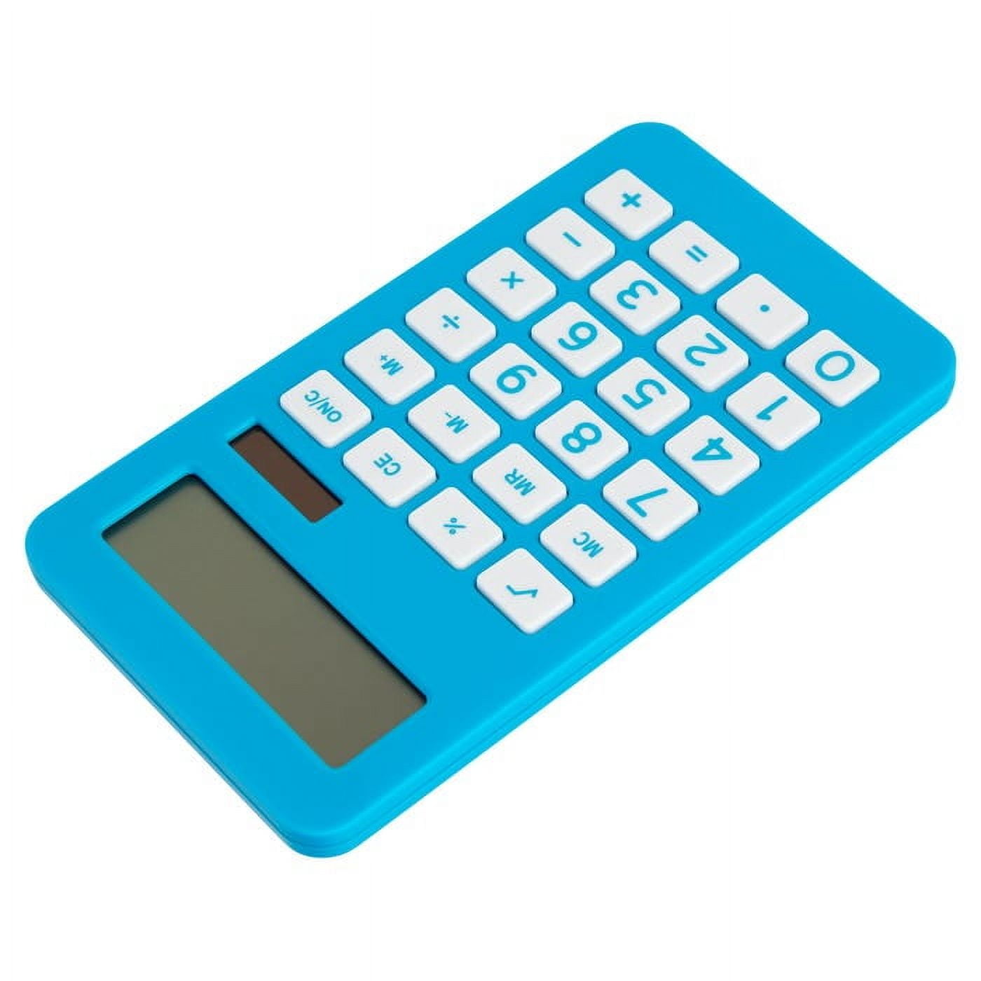 JAM Paper Desktop Calculator, 10 Digit LCD Display, 3 3/4 x 6 3/4 Inches, Blue, Bulk 10/Pack