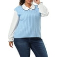 thumbnail image 5 of Agnes Orinda Women's Plus Size Sweater Vest Cable Knit Sweater Sleeveless Pullover Vests 1X Sky Blue, 5 of 7