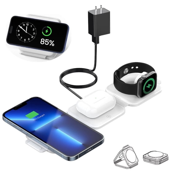 Yanchentian 3 in 1 Magnetic Wireless Charging Station for iphone Multiple Devices 15W For Iphone 17 16 15 14 Pro Max iWatch & Airpods