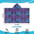 thumbnail image 2 of Purple and Blue Damask Pattern Hooded Bath Towel，50"x30" for Ages 3 To 12 Kids, Quick Dry Lightweight Soft Microfiber Hood Beach Towel Cover Up for Kids, 2 of 7
