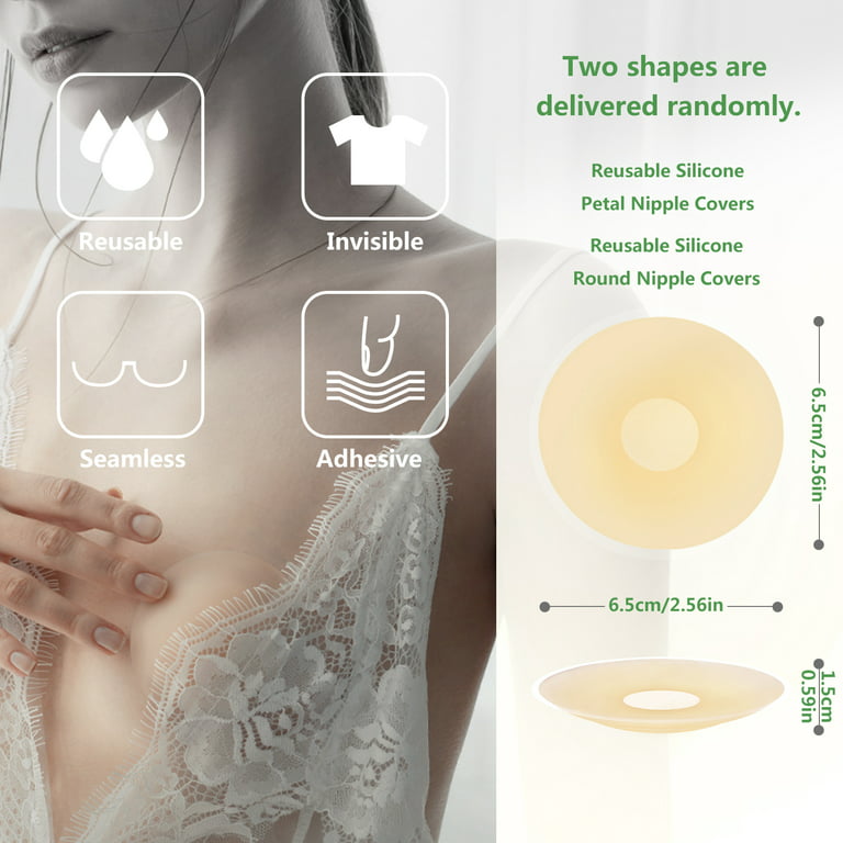 CHARMKING Nipple Covers 4 Pairs Womens Reusable Adhesive Invisible