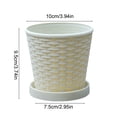 thumbnail image 3 of HCBY Imitation Bamboo Woven Texture Flower Pot, Round Lightweight Plastic Planter, Breathable Succulents Plant Pot With Base Tray, Multi-Color Decorative Container For Home Garden, 3 of 6