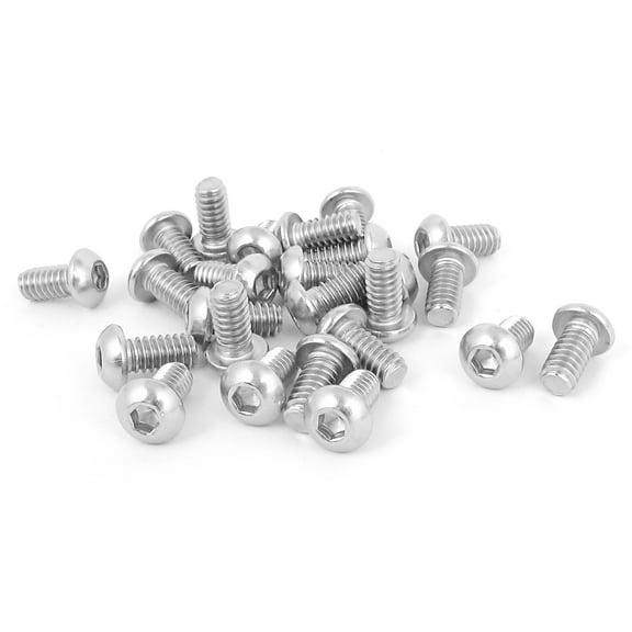 25pcs 1/4"-20x1/2" Stainless Steel Hex Socket Button Head Bolts Screws