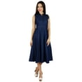 thumbnail image 3 of Bimba Womens Pleated A-line Dress With Pockets Casual Denim Shift Shirt Dress, 3 of 3