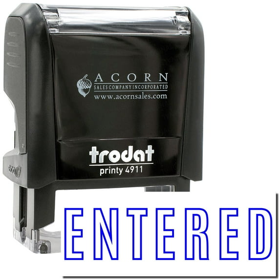 Self-Inking Entered Outline Stamp, Trodat Printy 4911, Press and Print Stamping, Impression Size 5/8" x 1-1/2", Up to 10,000 Impressions - Blue Ink