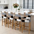 thumbnail image 3 of Brown Grey Geometric Bar Stool Cover Set of 6, Modern Black White Abstract Art Stretch Bar Chair Cover, Removable Washable Pub Counter Stool Chair Slipcover for Kitchen Dining Room Pub Cafe, 3 of 9