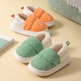 thumbnail image 5 of Children's Cotton Shoes Boys and Girls Solid Color Warm Shoes Plush Lining Bag Heel Home Shoes Cold-Proof Non-Slip Indoor Shoes (Orange,28-29), 5 of 7