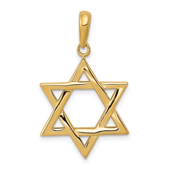 DewberryDiamonds 14K Solid Yellow Gold Star of David Pendant Plain Gold small Star Pendant (Weight : 3.5 g, Length : 33 mm, Width : 20 mm)