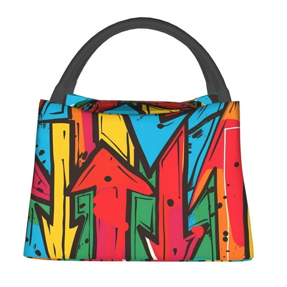Fotbe Colorful Arrow Graffiti Pattern Bolsa Térmica Portátil con Estampado, Bolsa de Entrega de Alimentos Aislada, Bolsa Reutilizable de Gran Capacidad para Comidas y Supermercado