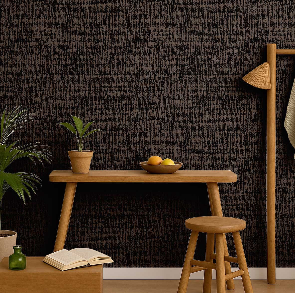 S4Sassy Tweed Texture Wallpaper - Commercial Space Wall Covering, 25" X 120" Self-Adhesive Textured Vinyl Wallpaper, Decorative Walls Wrap, Easy Diy Wall Covering For Retail, Office Spaces - Black