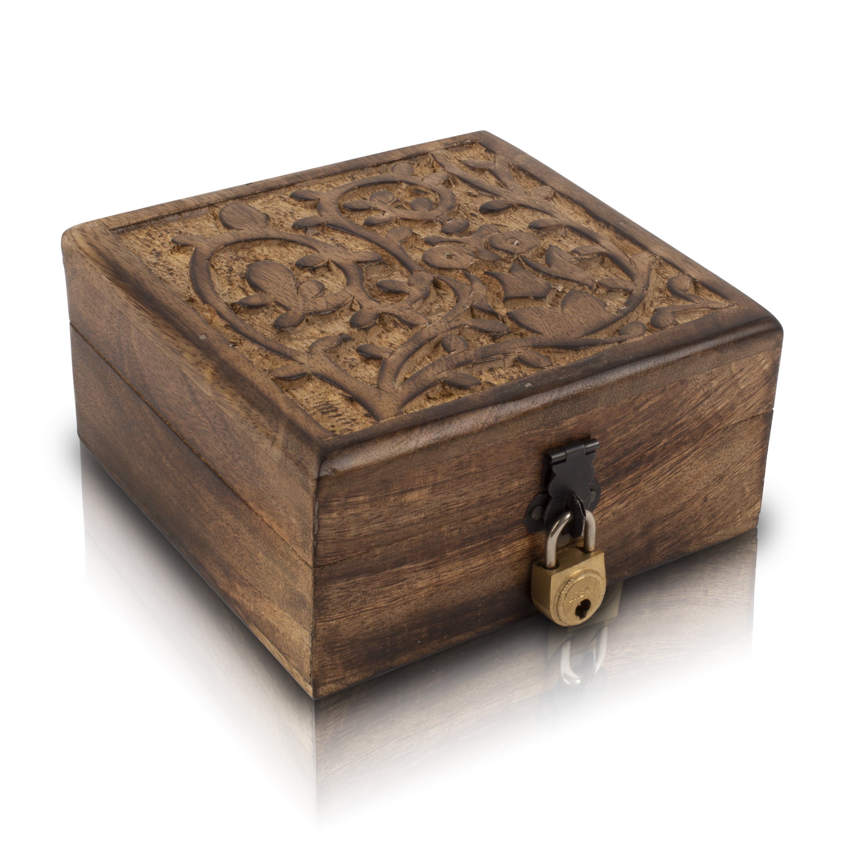 Birthday Gift Handmade Decorative Wooden Jewelry Box Owl Carving