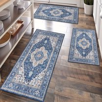 Kitchen Rugs Sets of 3 Non Slip Washable Kitchen Mats for Floor, Waterproof Kitchen Runner Rug, Floor Mat Carpet for Entryway, Laundry, Sink, Hallway, Bathroom