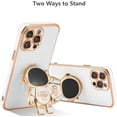 thumbnail image 3 of for iPhone 14 Pro Case Cute 6D Astronaut Case with Stand Function Luxury Plating Case Cover Slim Fit Soft TPU Shockproof Bumper Protective Electroplated Case for Girls Boys,6.1 inch,White, 3 of 12
