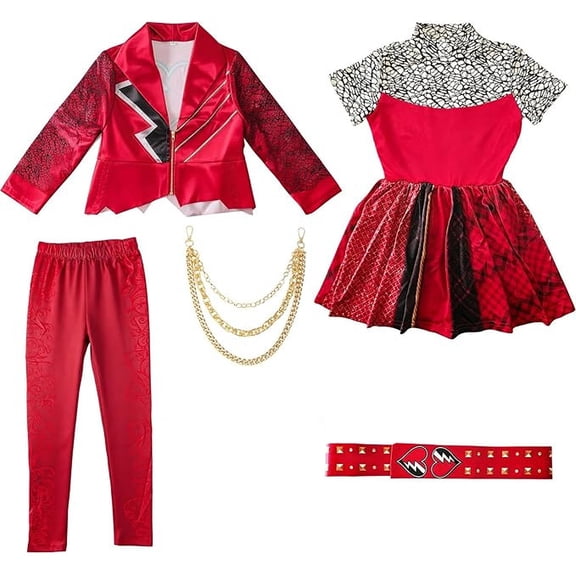 Red Costume Halloween Outfit with Jacket Dress Pants & Accessories