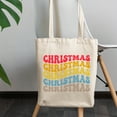 thumbnail image 2 of Christmas, Groovy Retro Wavy Text Merch Gift, 12oz Canvas Tote Bag, 2 of 3