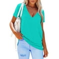 thumbnail image 4 of ONLYSHE Womens Summer V Neck T Shirts Short Sleeve Loose Fit Basic Tunic Tops Blouse, 4 of 5