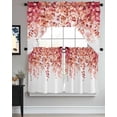 thumbnail image 3 of Red Eucalyptus Leaves Kitchen Curtain and Valance Set 3 Pieces,Rod Pocket Short Tier Curtains 24 Inch Length,Spring Floral Summer Botanical Swag Topper Small Window Treatment for Cafe Bathroom, 3 of 6
