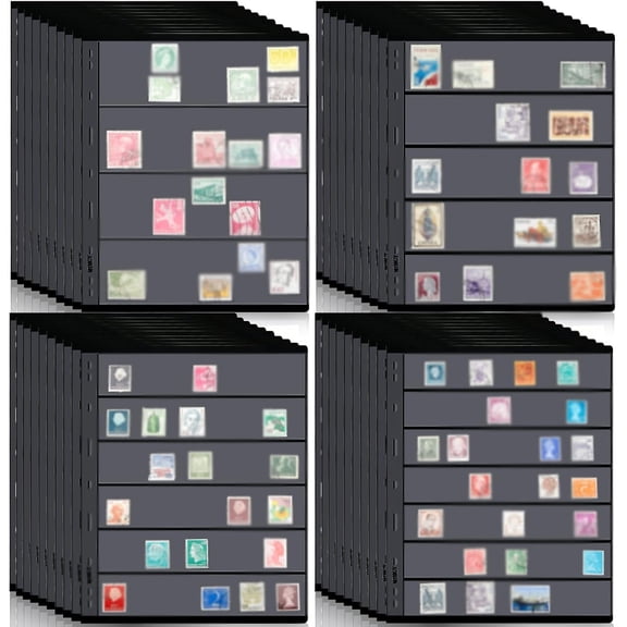 40 Sheets Stamp Pages Collector Stamp Album Page Stamp Pages for Stamp Album Binder with Standard 9 Hole Binder Sleeves for Stamp Collectors(4/5/6/7 Sheets Style)