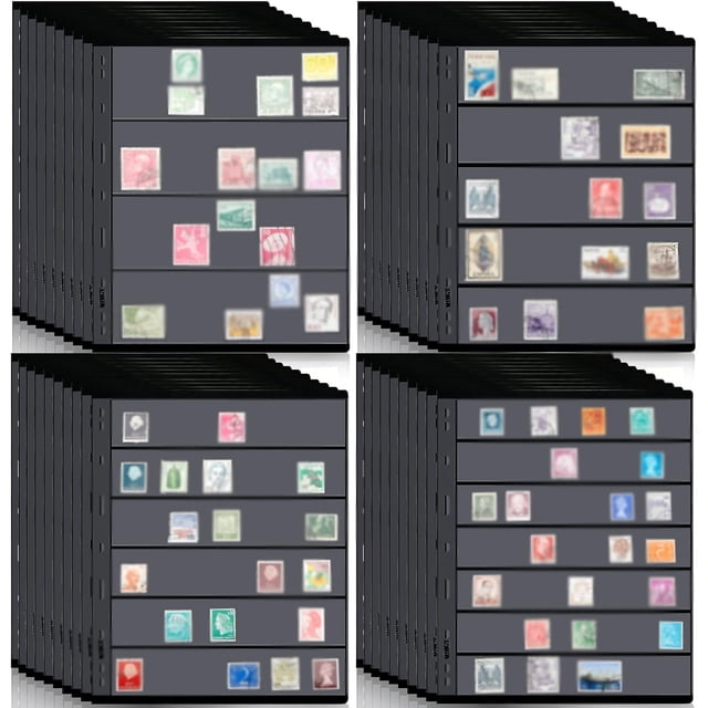 40 Feuilles Pages d'Album de Timbres Standard Pochettes de Reliure à 9 Trous Poche Transparente Fournitures pour Collectionneur