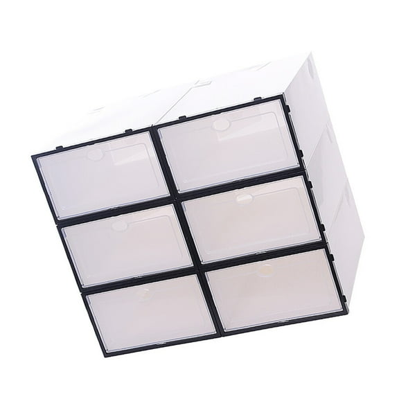 6-Pack Foldable Storage Bins for Men and Women, Black Sandals and Sneakers Organizer, Space-Saving Shoe Storage Solution