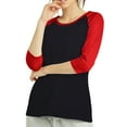 thumbnail image 2 of Sofra/Cottonbell Women Jersey Raglan 3/4 Sleeve Baseball Tee Shirts Top, 2 of 3