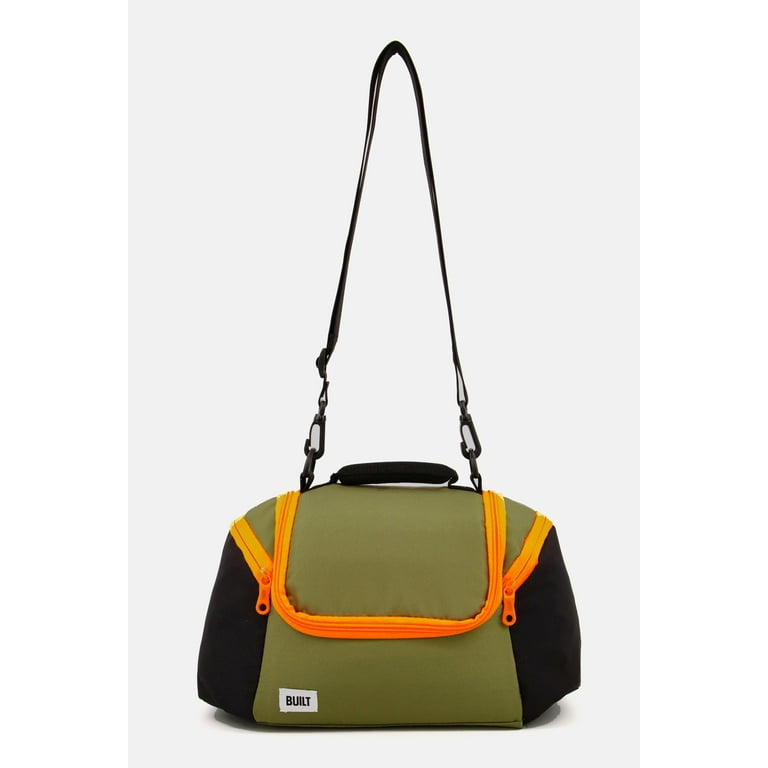 BUILT All Day Insulated Waterproof Fabric Lunch Bag with Zip Closure Removable Shoulder Strap Black Olive Orange Walmart