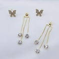 thumbnail image 6 of （two for one）1 Pair Women Detachable Butterflies Long Rhinestone Tassel Drop Earrings Piercing Shining Stud Earrings Jewelry Accessories, 6 of 7