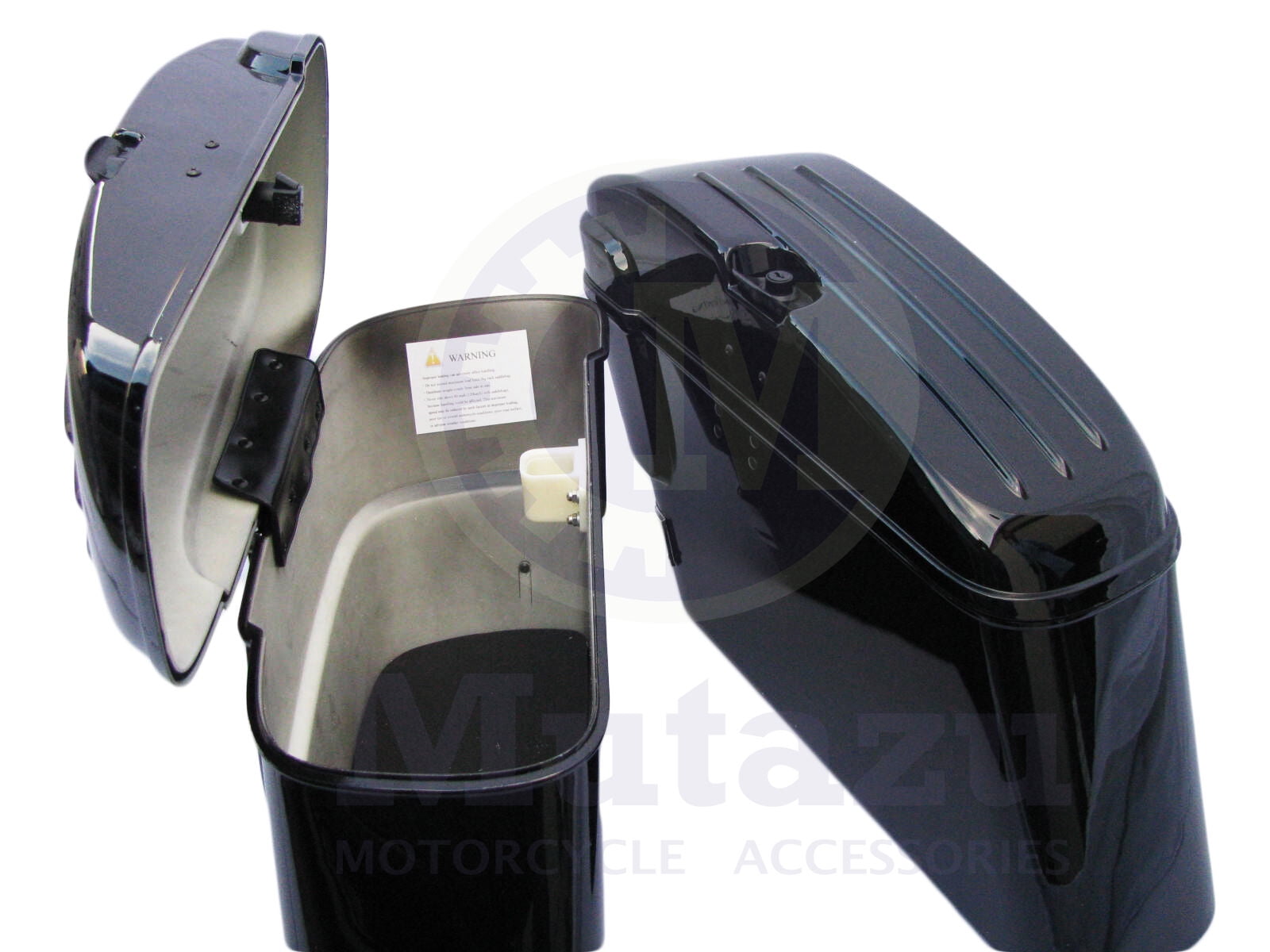バッグ mau Mutazu Glossy Black ABS Plastic Motorcycle Bags with Red