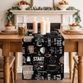 thumbnail image 2 of Coffee Black Table Runner, Brown Beans Cup Dessert Drink Monochrome Washable Cotton Linen Table Runners 90 Inches Long, Dresser Scarf Runner for Dining/Coffee/Kitchen/Hallway Tables 13''x90'', 2 of 8