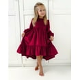 thumbnail image 2 of Larisalt Dresses For Girl,Girls Long Sleeve Velvet Casual Christmas Holiday Shiny Party Dress Red, 2 of 5
