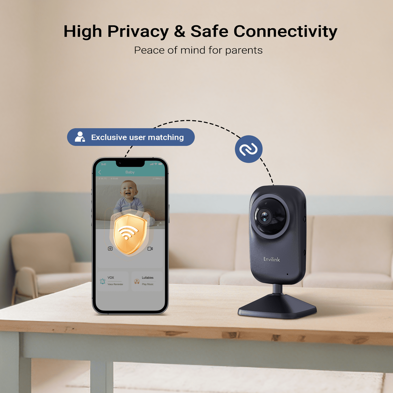 Envilink Video Baby Monitor with App, 2.8" Screen 14h Battery, Sound Detection, Night Vision, Two Way Talk, Temperature Detection, 1200ft Range, Feeding Remind, Ideal for Baby/ Elderly Indoor Use
