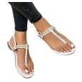 thumbnail image 1 of Sandals for Womens Rhinestone Casual Wear Cut Gladiator Flat Sandals Beach T-Strap Thong Sandals, 1 of 2