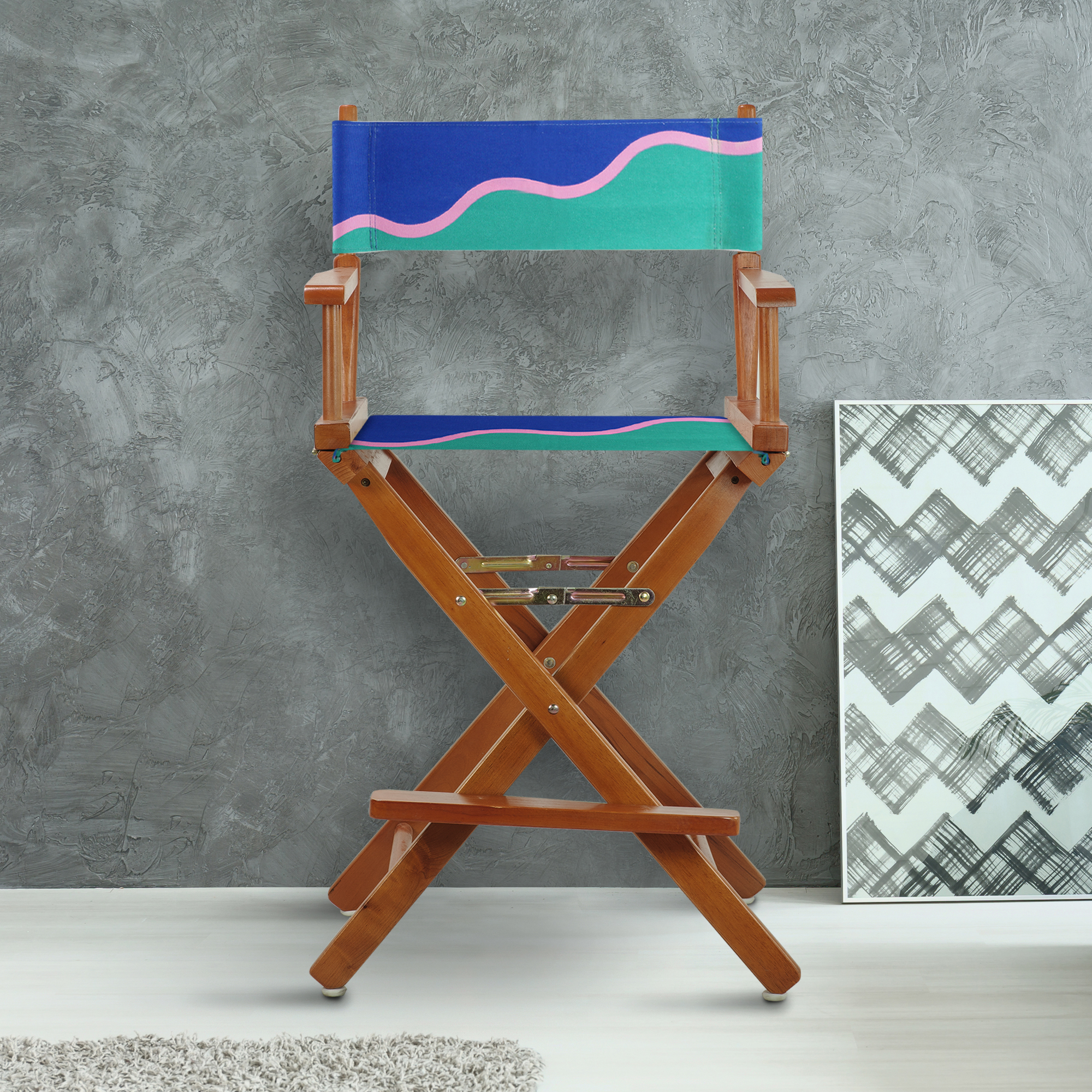 24" Director's Chair Honey Oak Frame-Wavy Wave