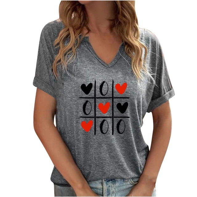 Camisas de Manga Corta para las Mujeres Casual Impreso V-Cuello Blusas, Camiseta Top para la Primavera Verano Uso Diario